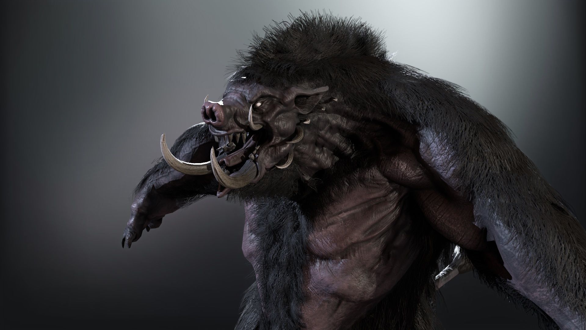 WereBoar mammoth Low-poly 3D model_14