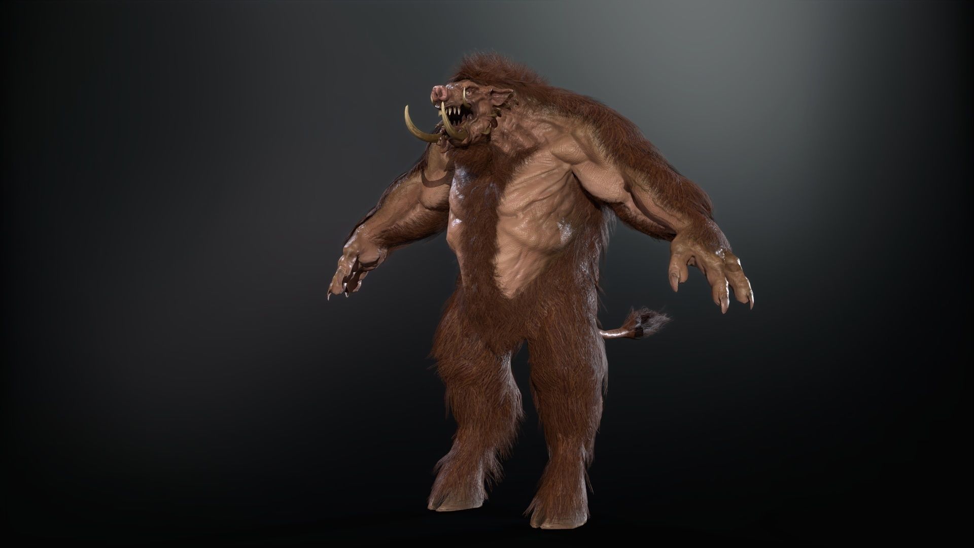 WereBoar mammoth Low-poly 3D model_5