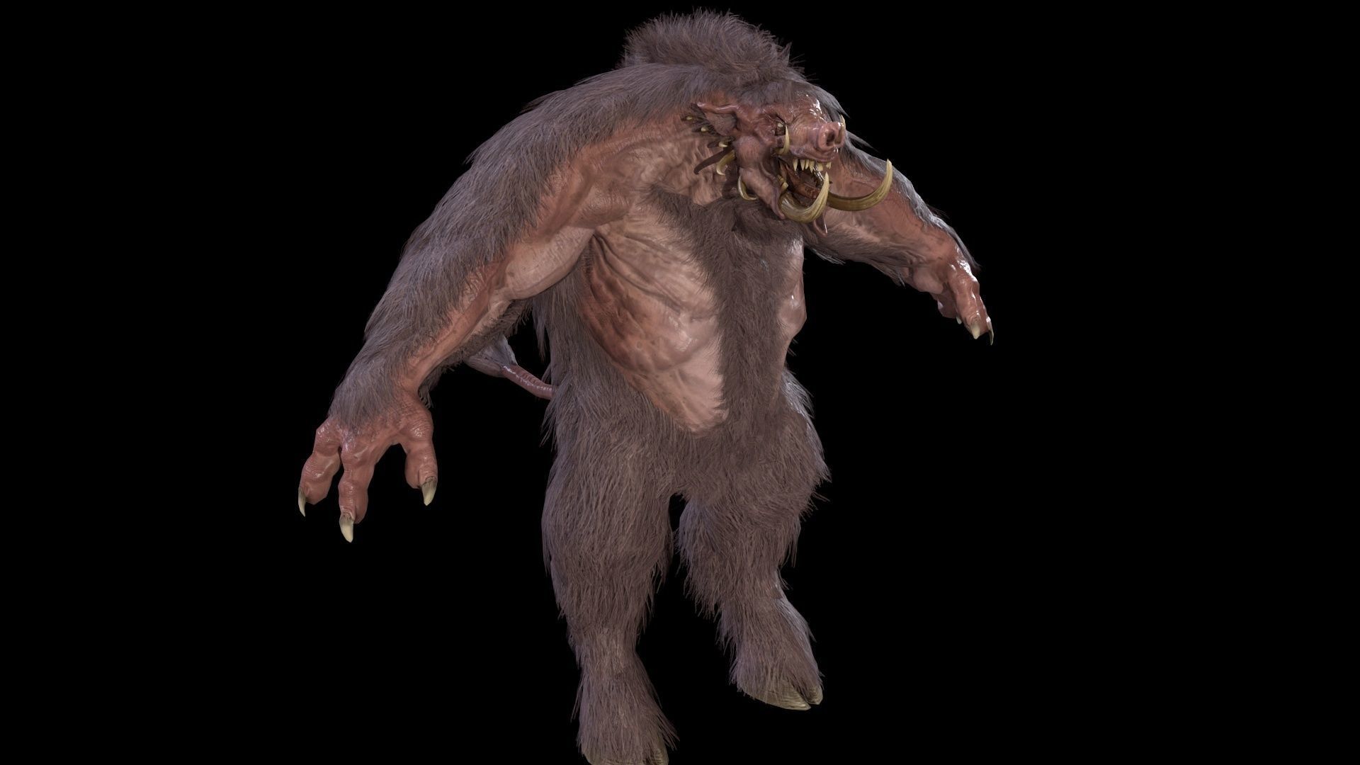 WereBoar mammoth Low-poly 3D model_7