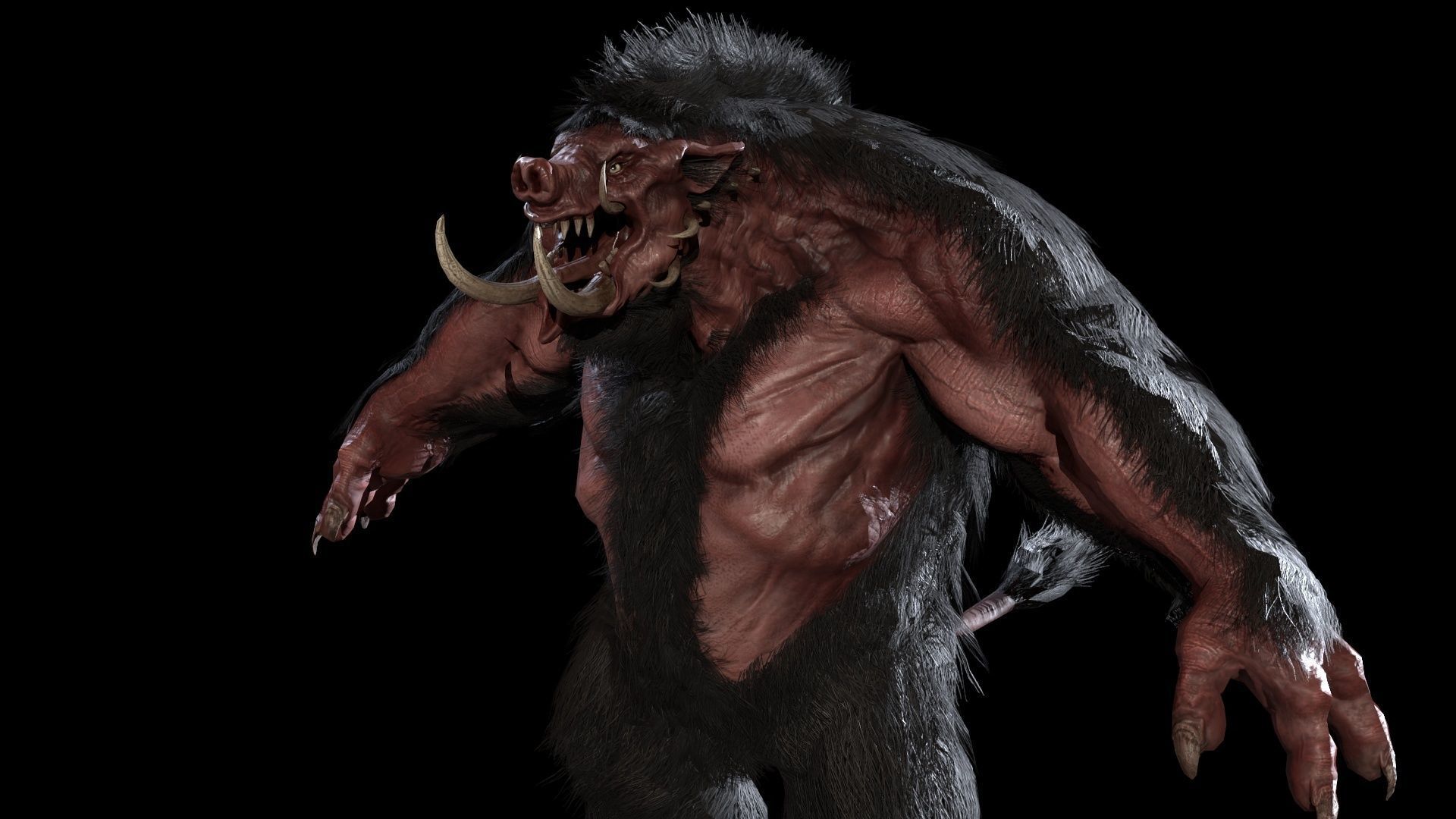 WereBoar mammoth Low-poly 3D model_36