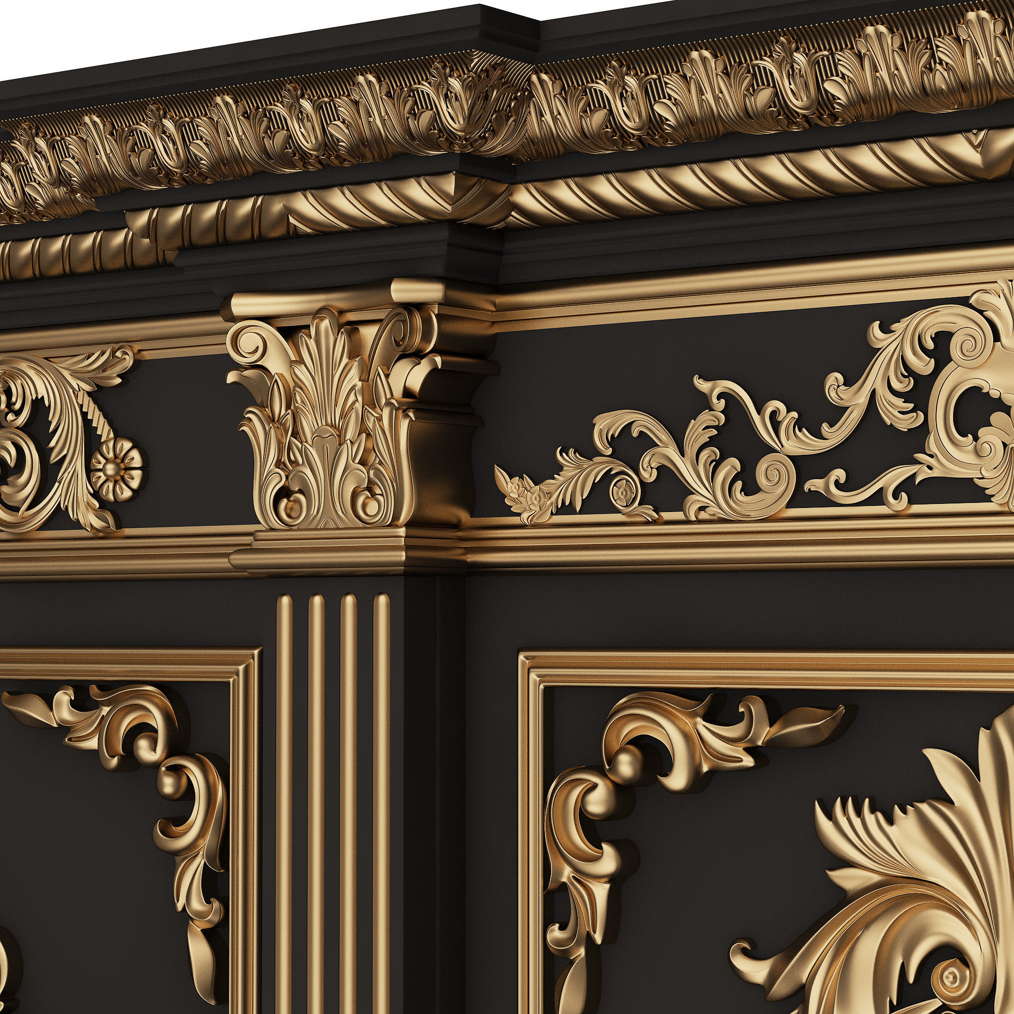 Boiserie Classic Panels and Decorative Crafts Wood 03 Low-poly 3D model_4