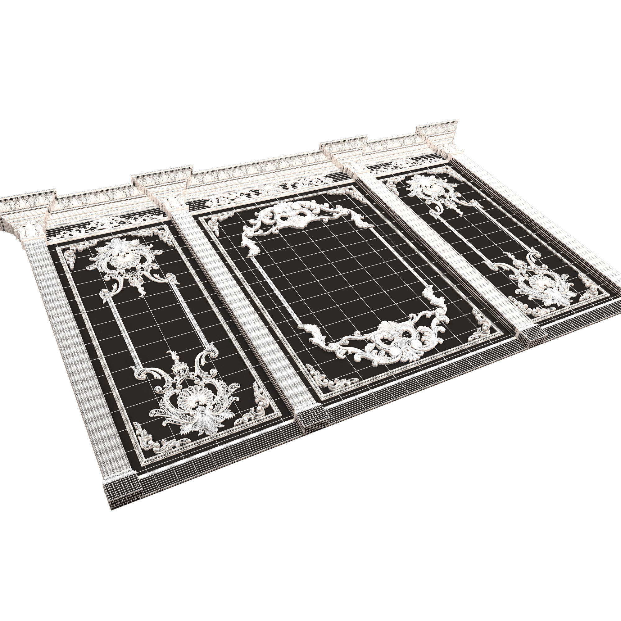 Boiserie Classic Panels and Decorative Crafts Wood 03 Low-poly 3D model_23