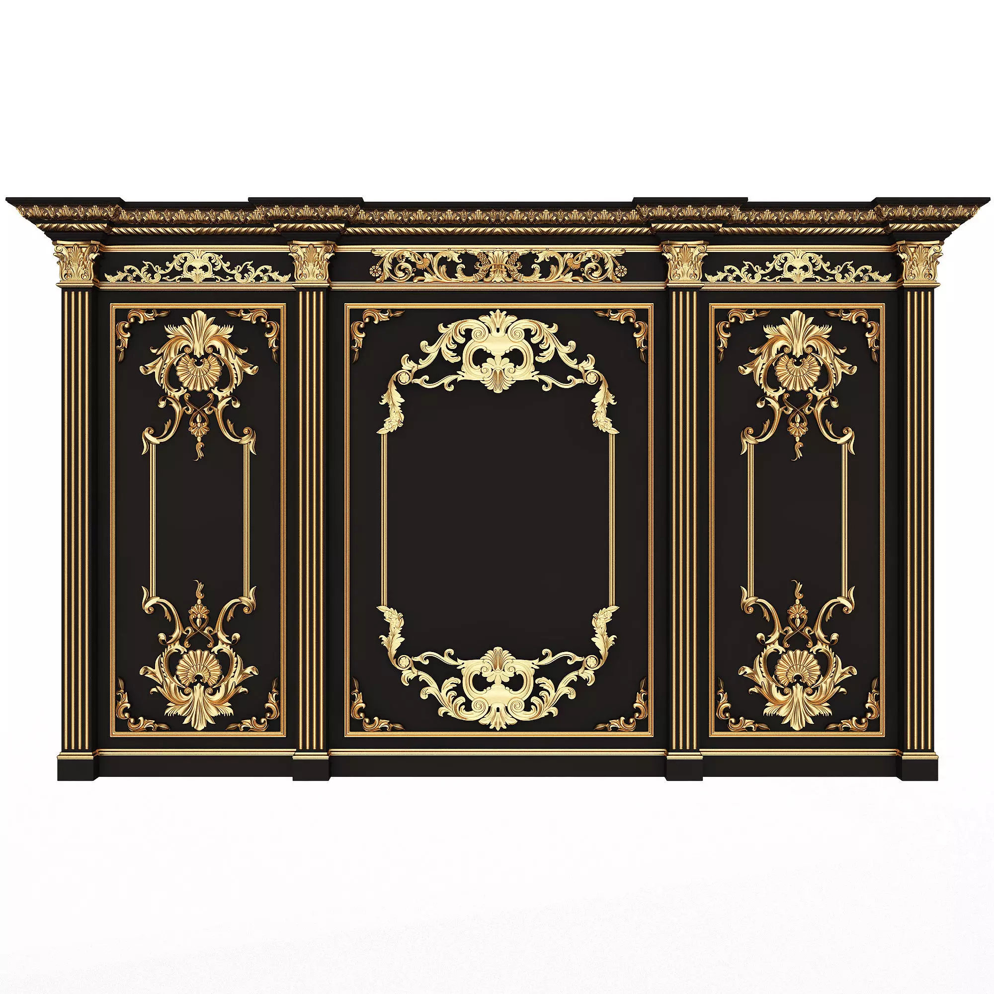 Boiserie Classic Panels and Decorative Crafts Wood 03 Low-poly 3D model_0