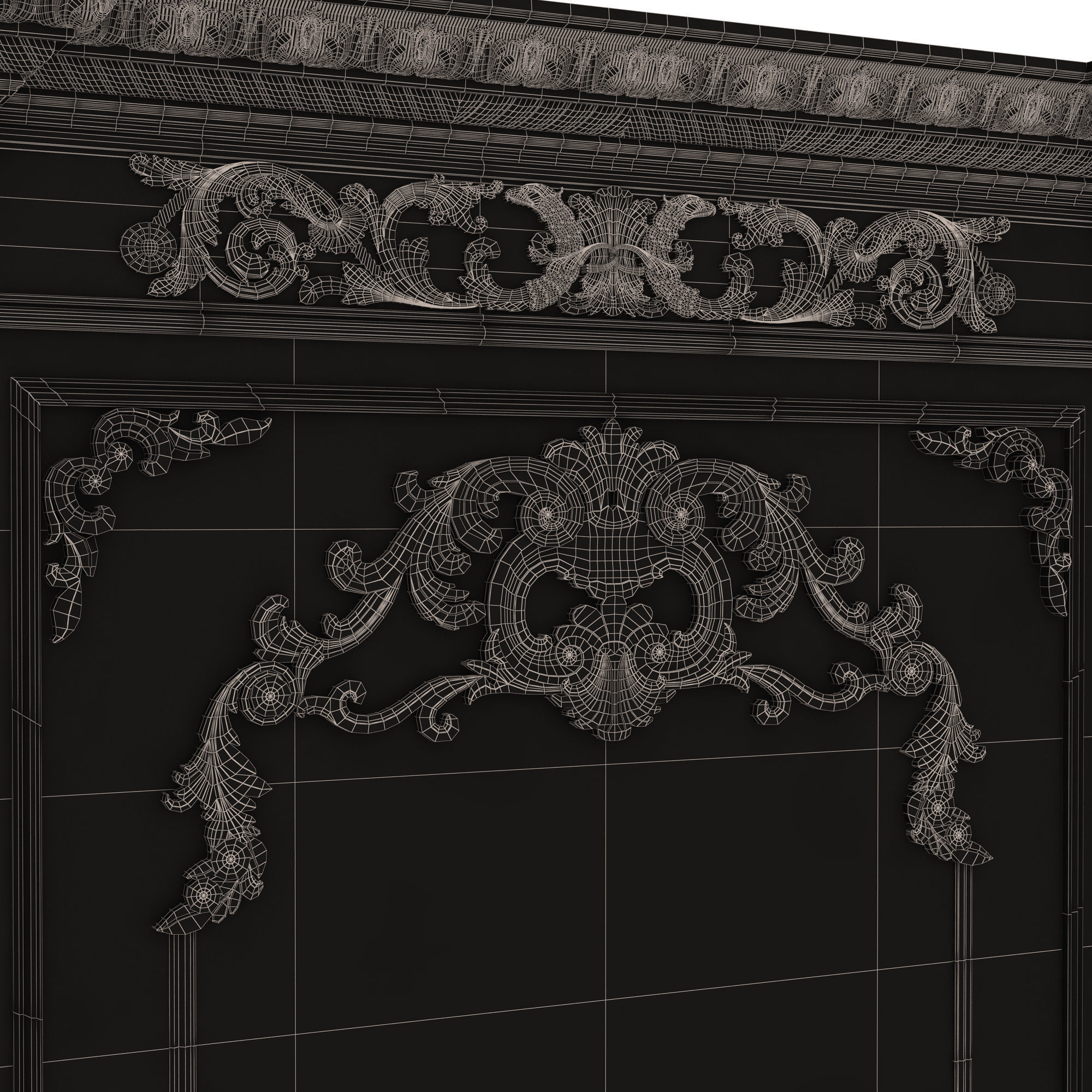 Boiserie Classic Panels and Decorative Crafts Wood 03 Low-poly 3D model_15