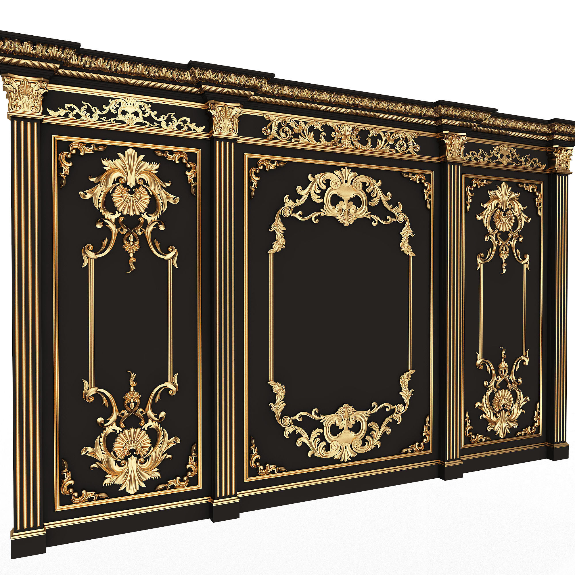 Boiserie Classic Panels and Decorative Crafts Wood 03 Low-poly 3D model_1