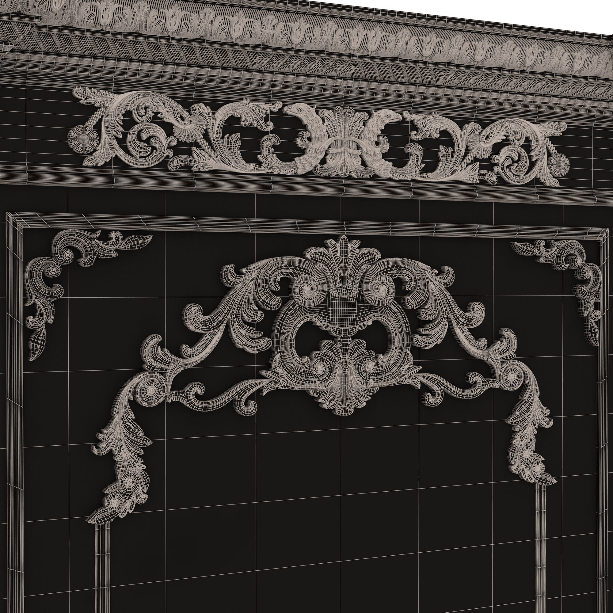 Boiserie Classic Panels and Decorative Crafts Wood 03 Low-poly 3D model_24