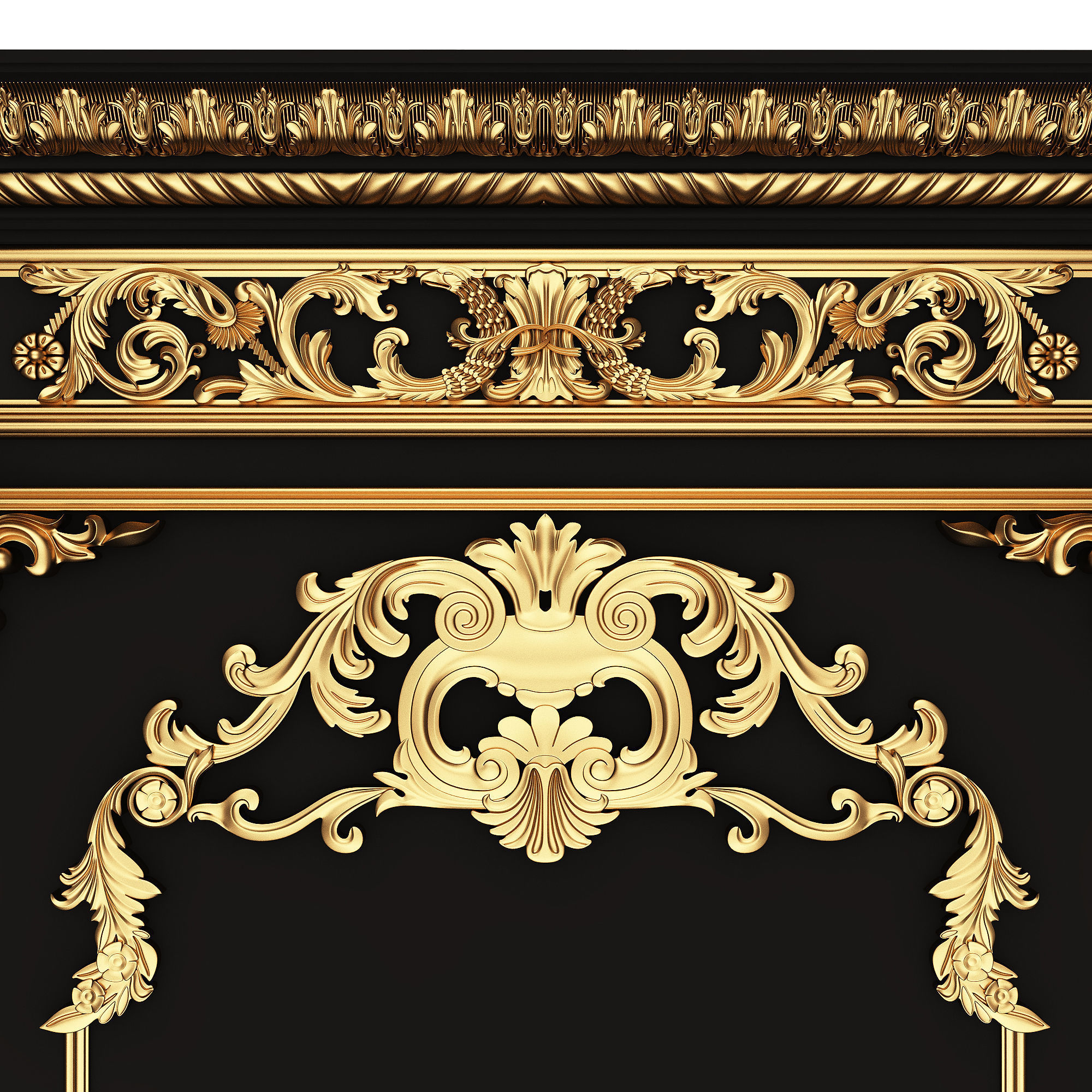 Boiserie Classic Panels and Decorative Crafts Wood 03 Low-poly 3D model_8