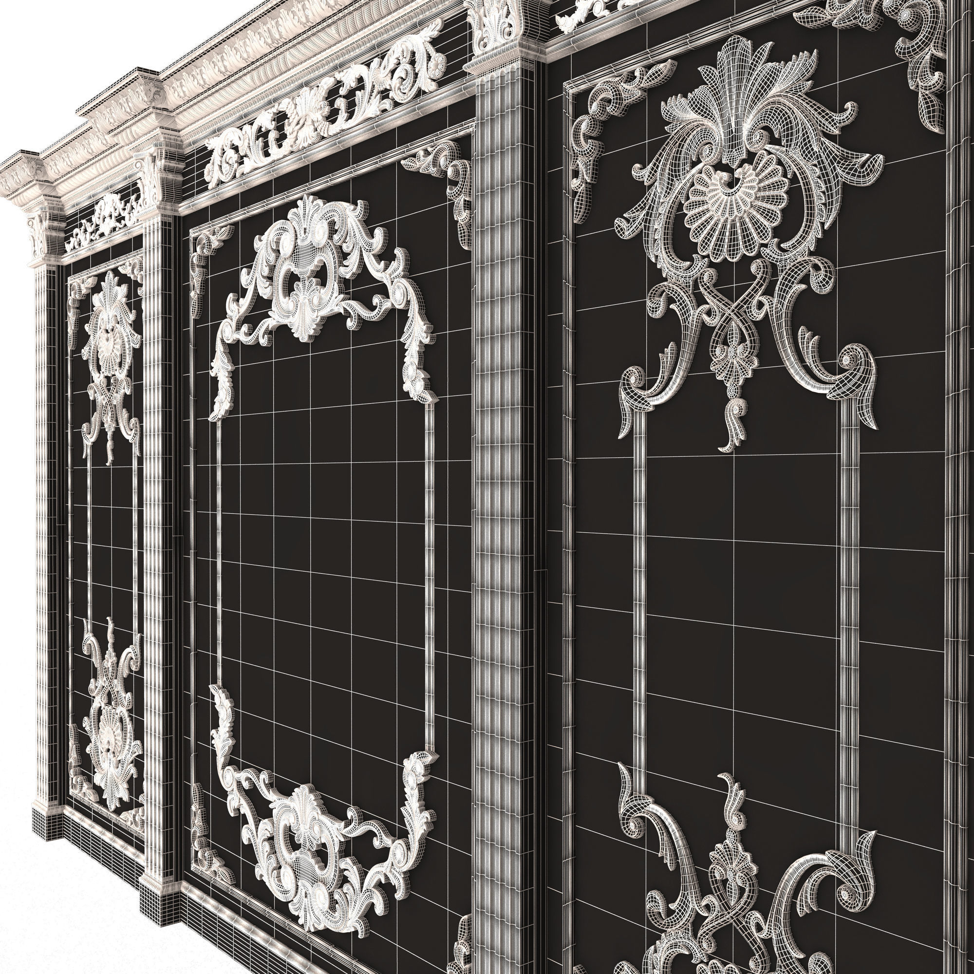 Boiserie Classic Panels and Decorative Crafts Wood 03 Low-poly 3D model_20
