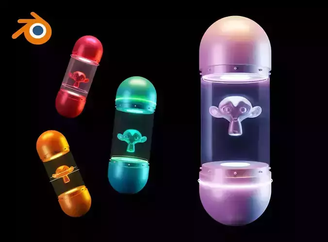 NFT CAPSULE animated template for Blender 3D model