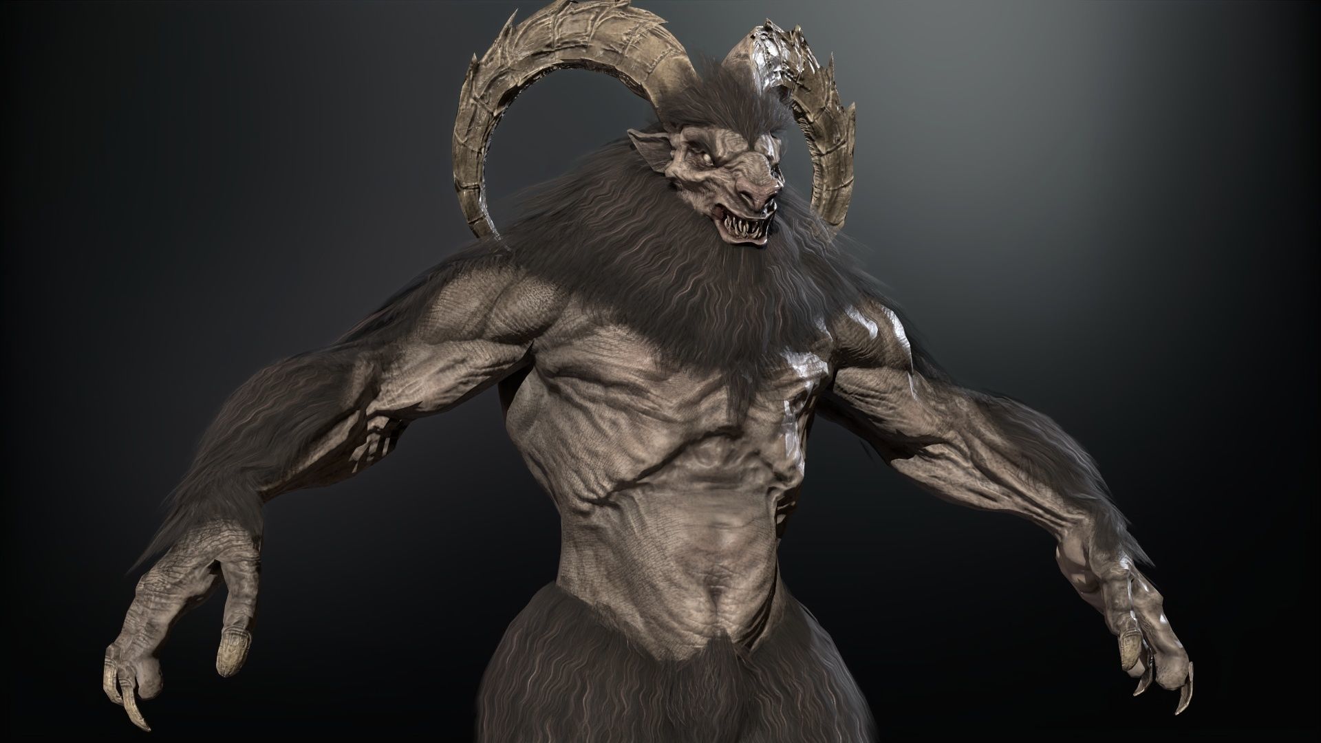 Baphomet demon Low-poly 3D model_9