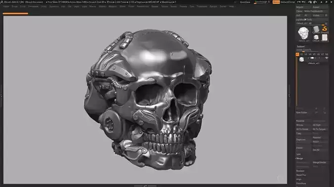 skull robot head a02 3d print model 3D print model