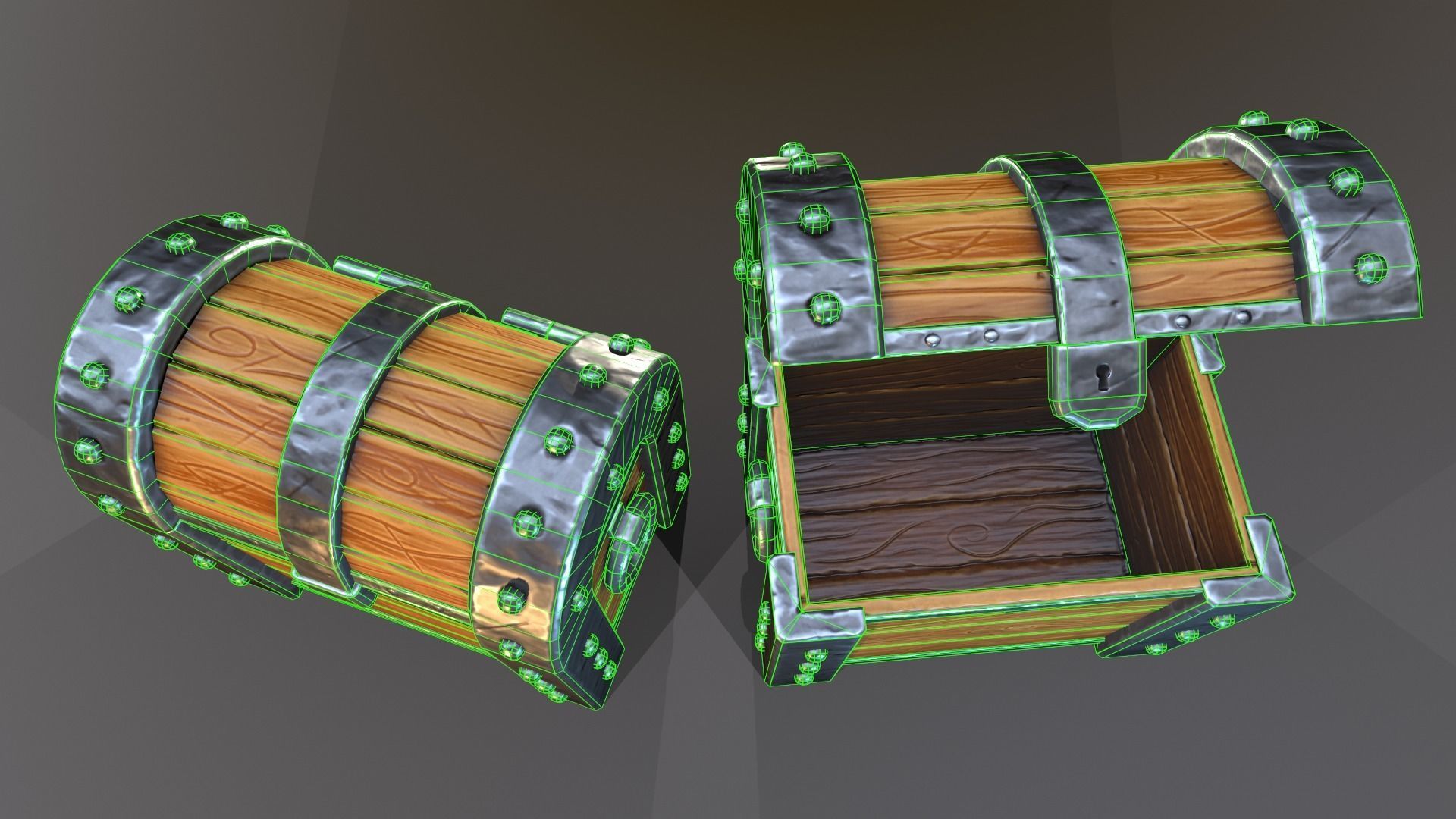 Stylized chest Low-poly 3D model_9