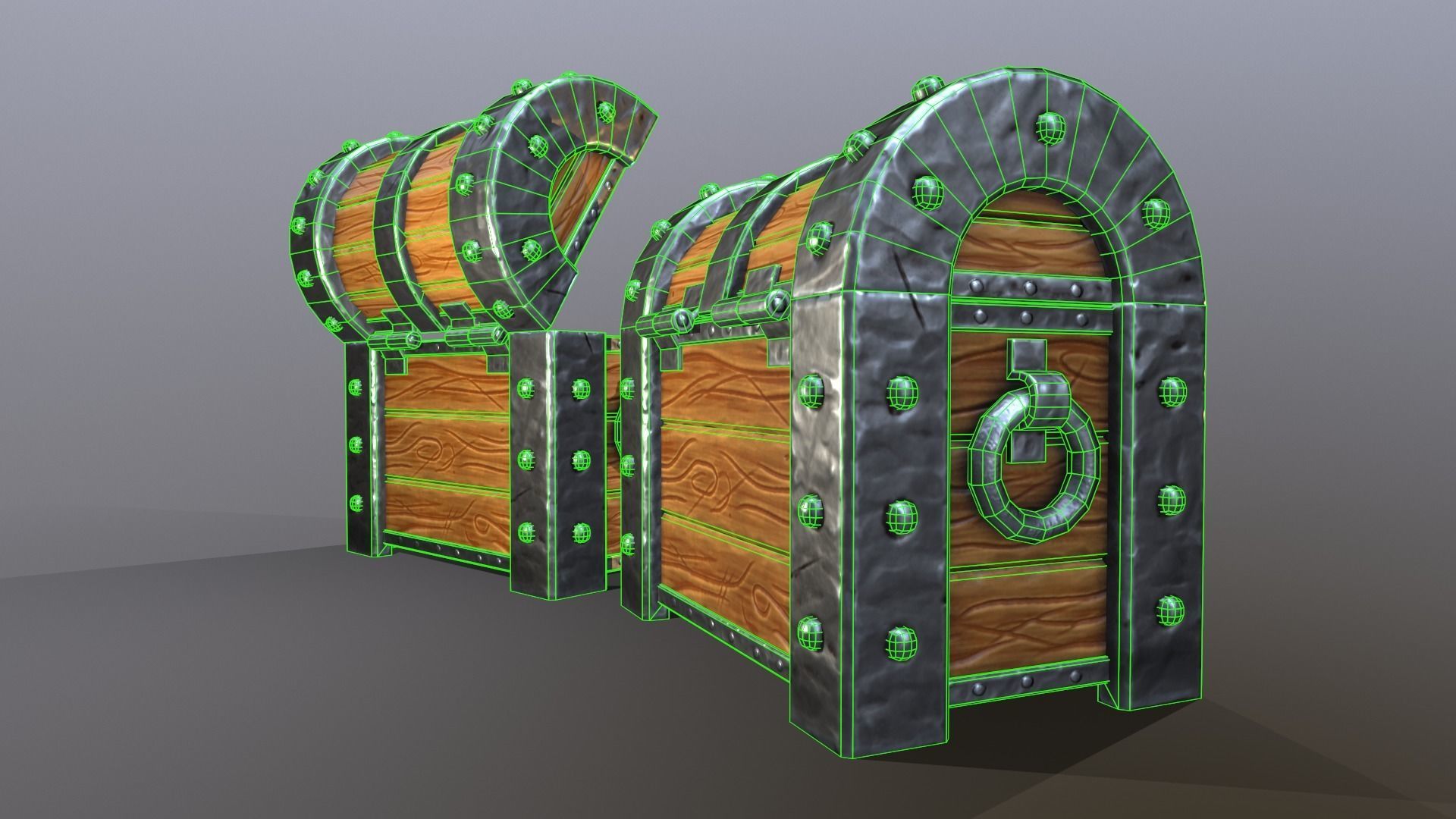 Stylized chest Low-poly 3D model_10