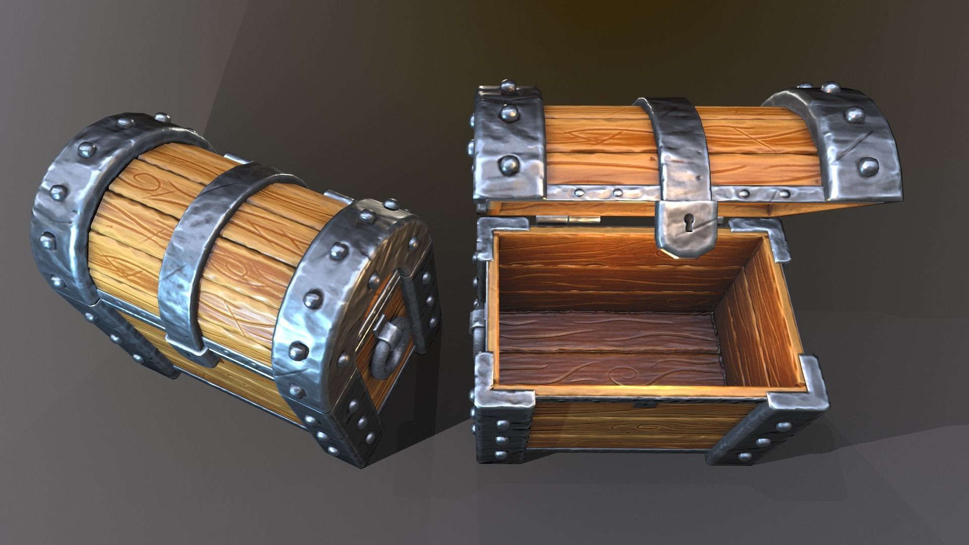 Stylized chest Low-poly 3D model_4
