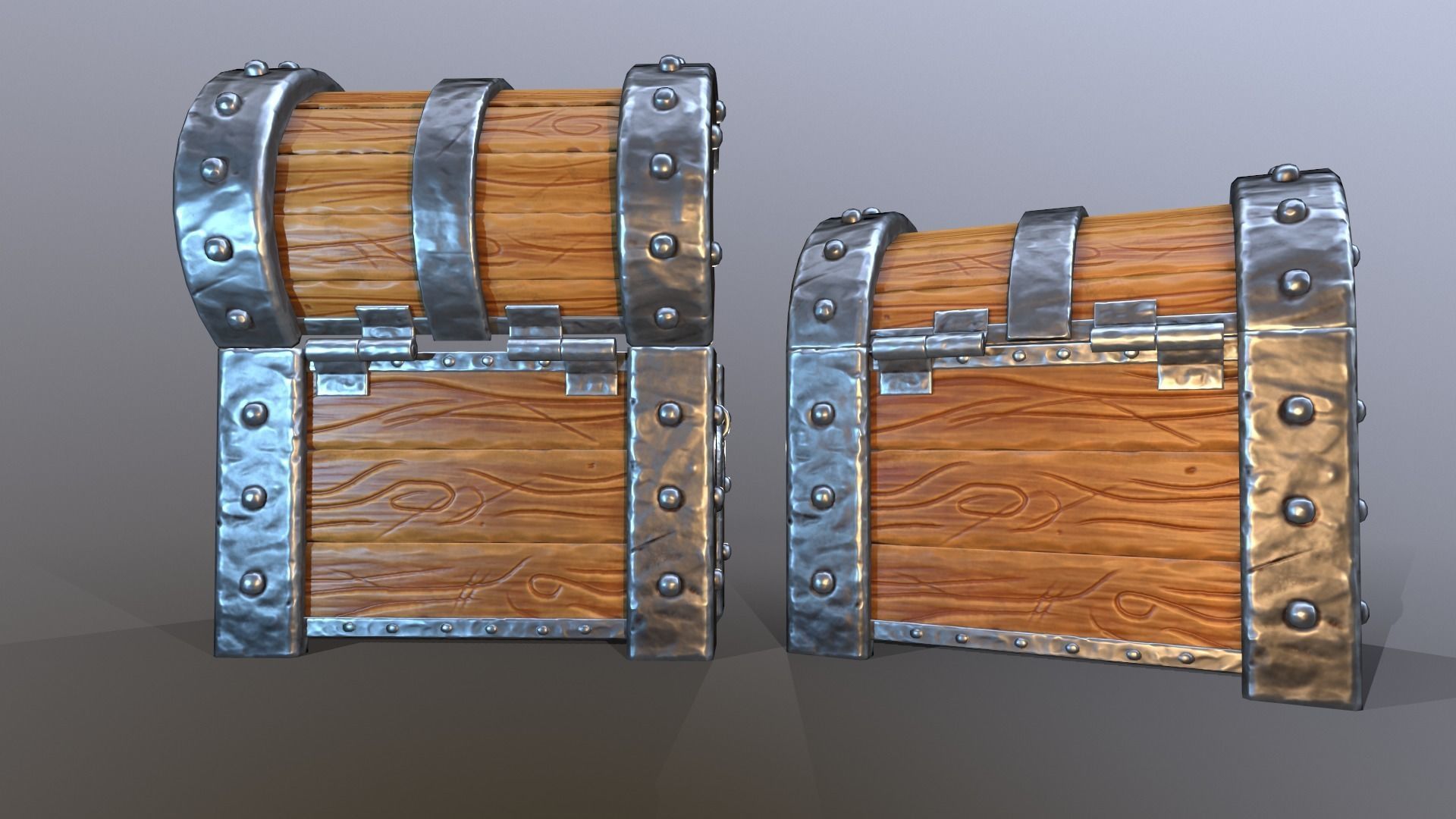 Stylized chest Low-poly 3D model_6