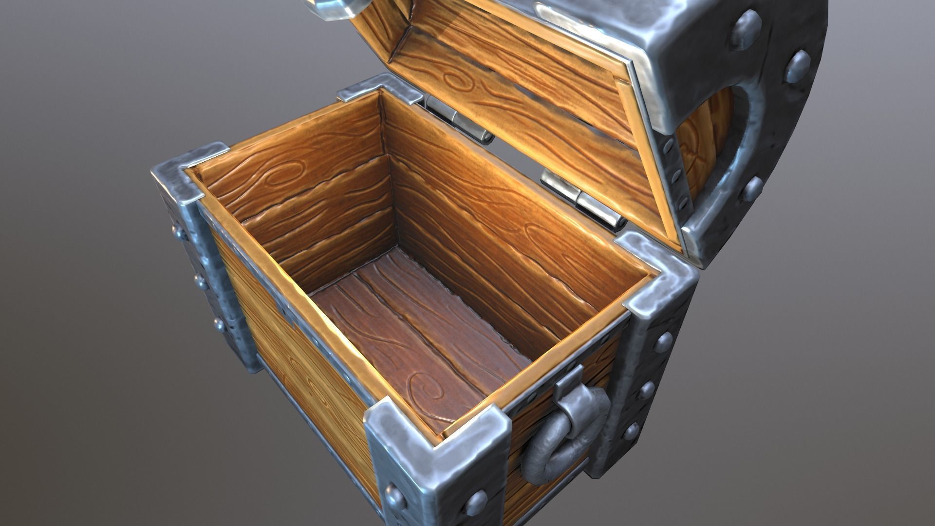 Stylized chest Low-poly 3D model_17