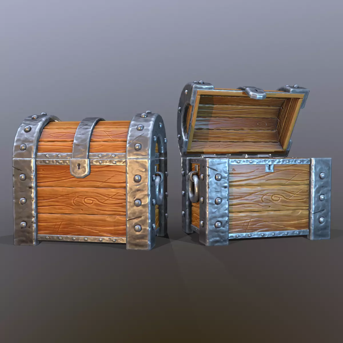 Stylized chest Low-poly 3D model_0
