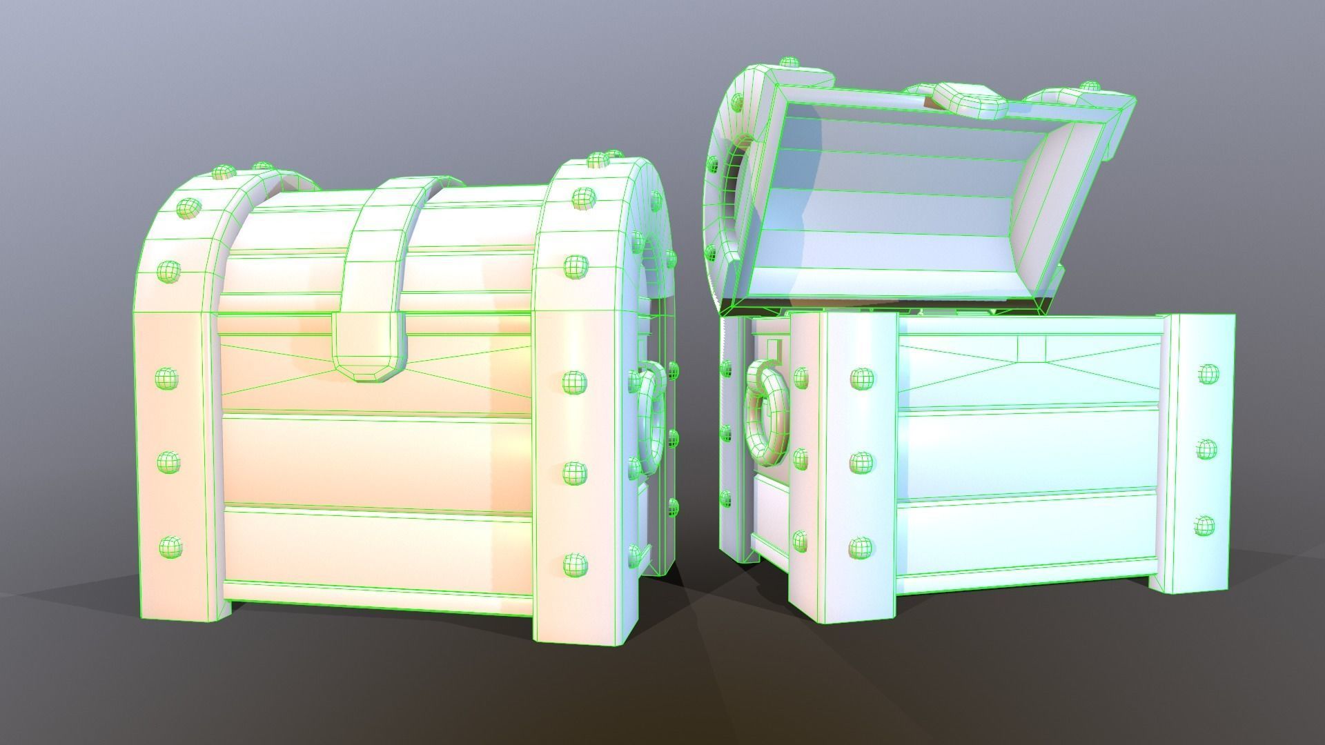 Stylized chest Low-poly 3D model_11