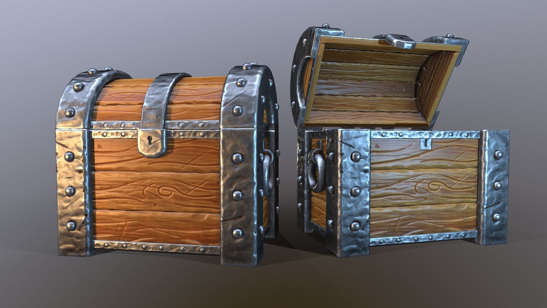 Stylized chest Low-poly 3D model_3