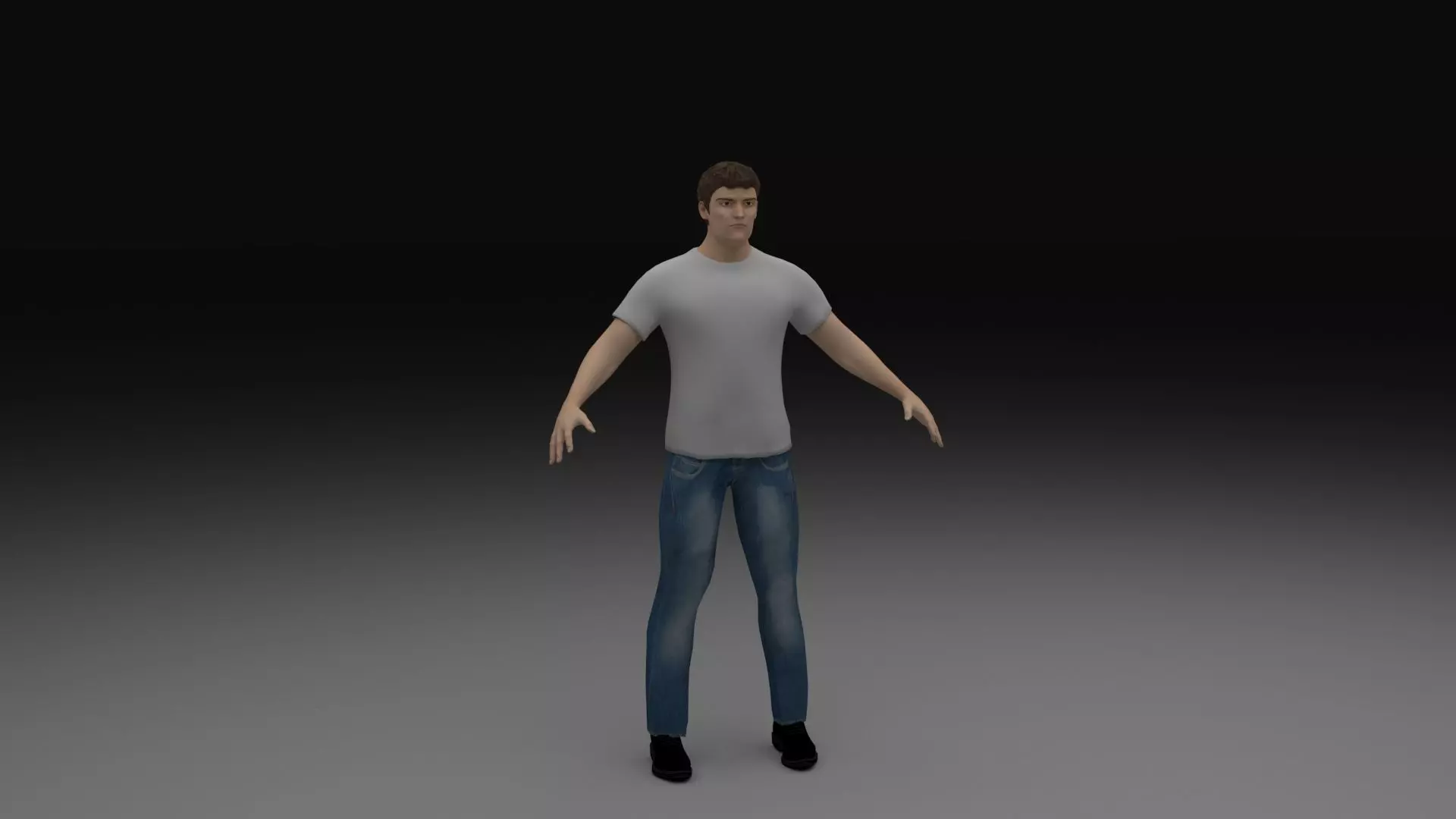 Character man in jeans Low-poly 3D model_0
