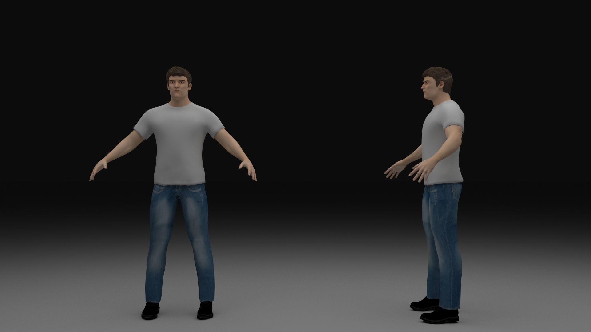 Character man in jeans Low-poly 3D model_1