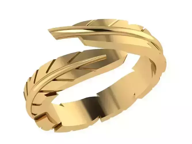 Ring210 gold feather ring 3D print model