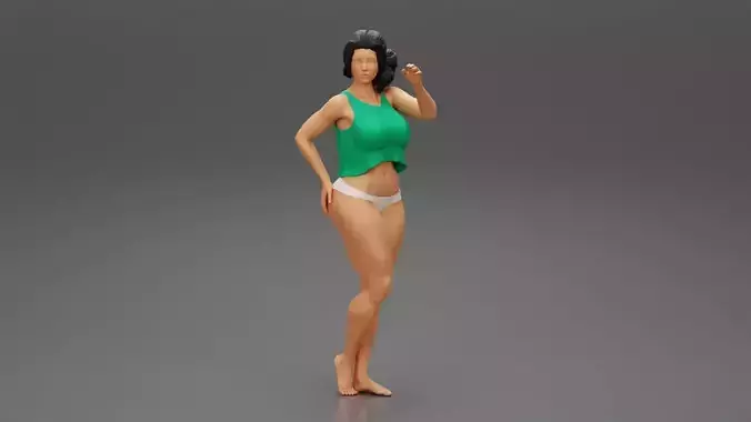 Young Girl in Shirt Showing Her Belly 3D print model
