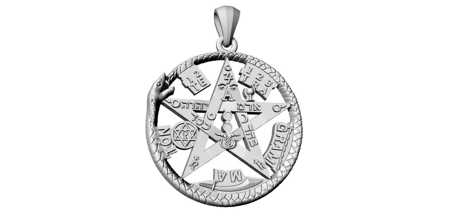 Tetragrammatom Ouroborus - Pendant 3D print model_1