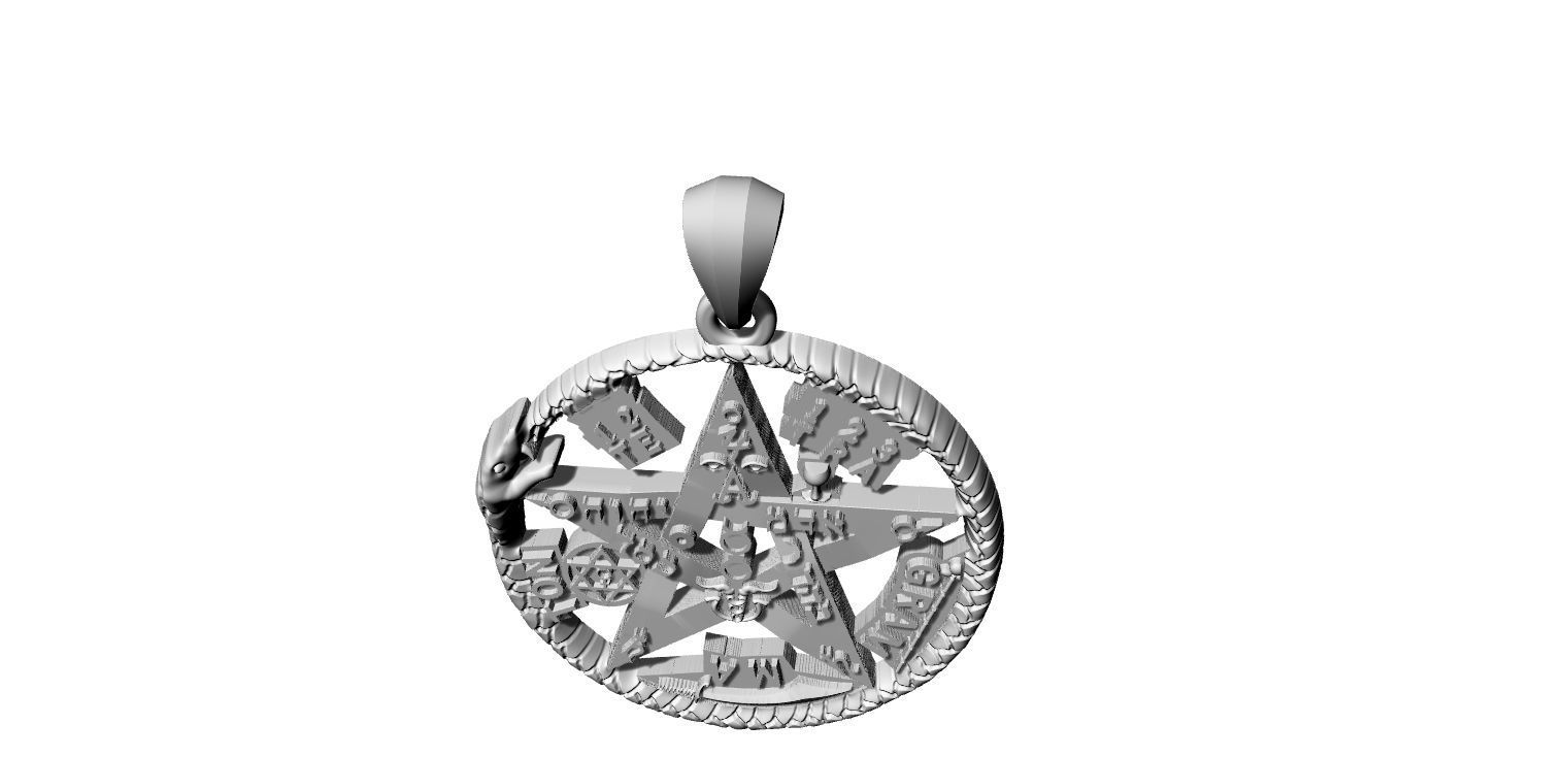 Tetragrammatom Ouroborus - Pendant 3D print model_21
