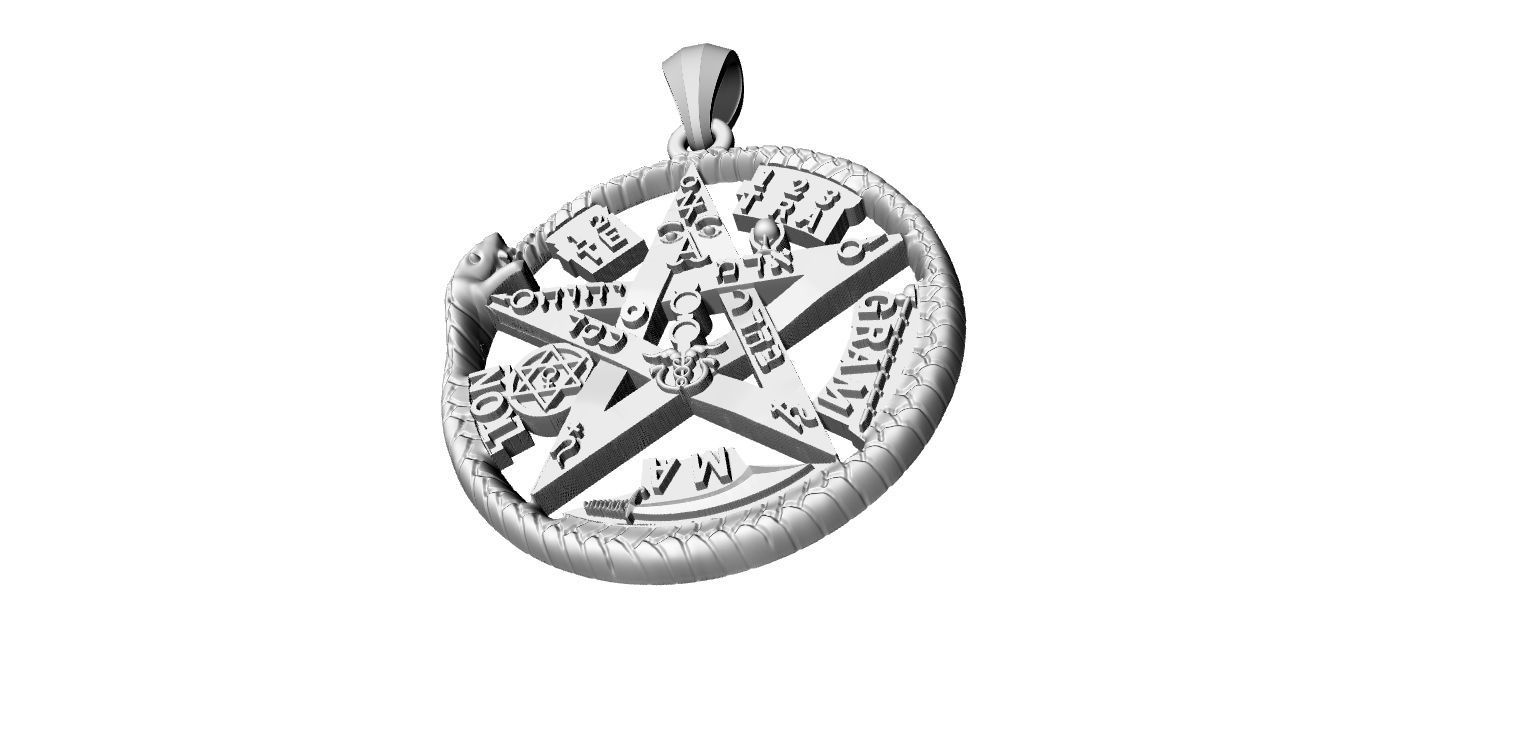 Tetragrammatom Ouroborus - Pendant 3D print model_18