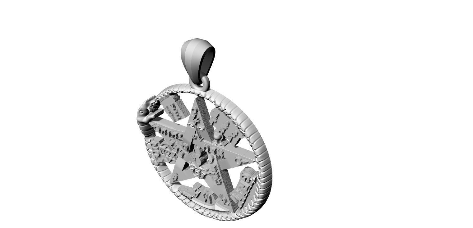 Tetragrammatom Ouroborus - Pendant 3D print model_22