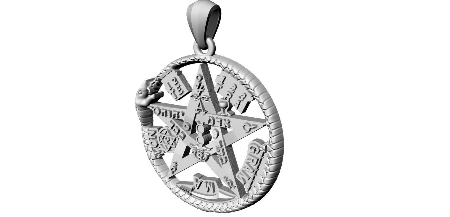 Tetragrammatom Ouroborus - Pendant 3D print model_23