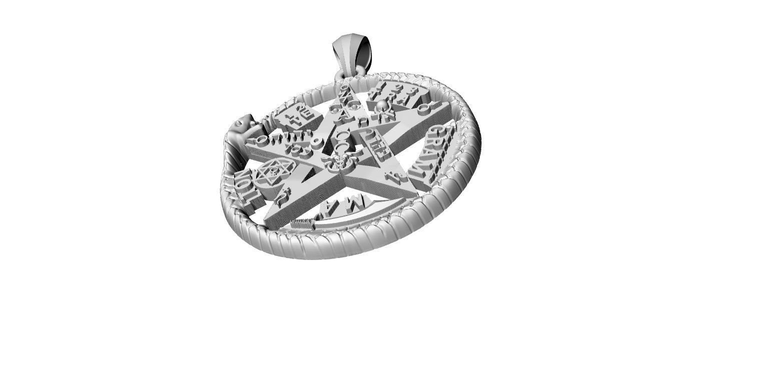 Tetragrammatom Ouroborus - Pendant 3D print model_19