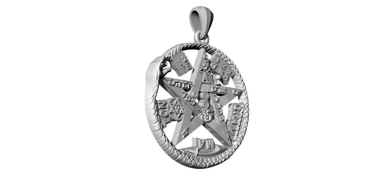 Tetragrammatom Ouroborus - Pendant 3D print model_3