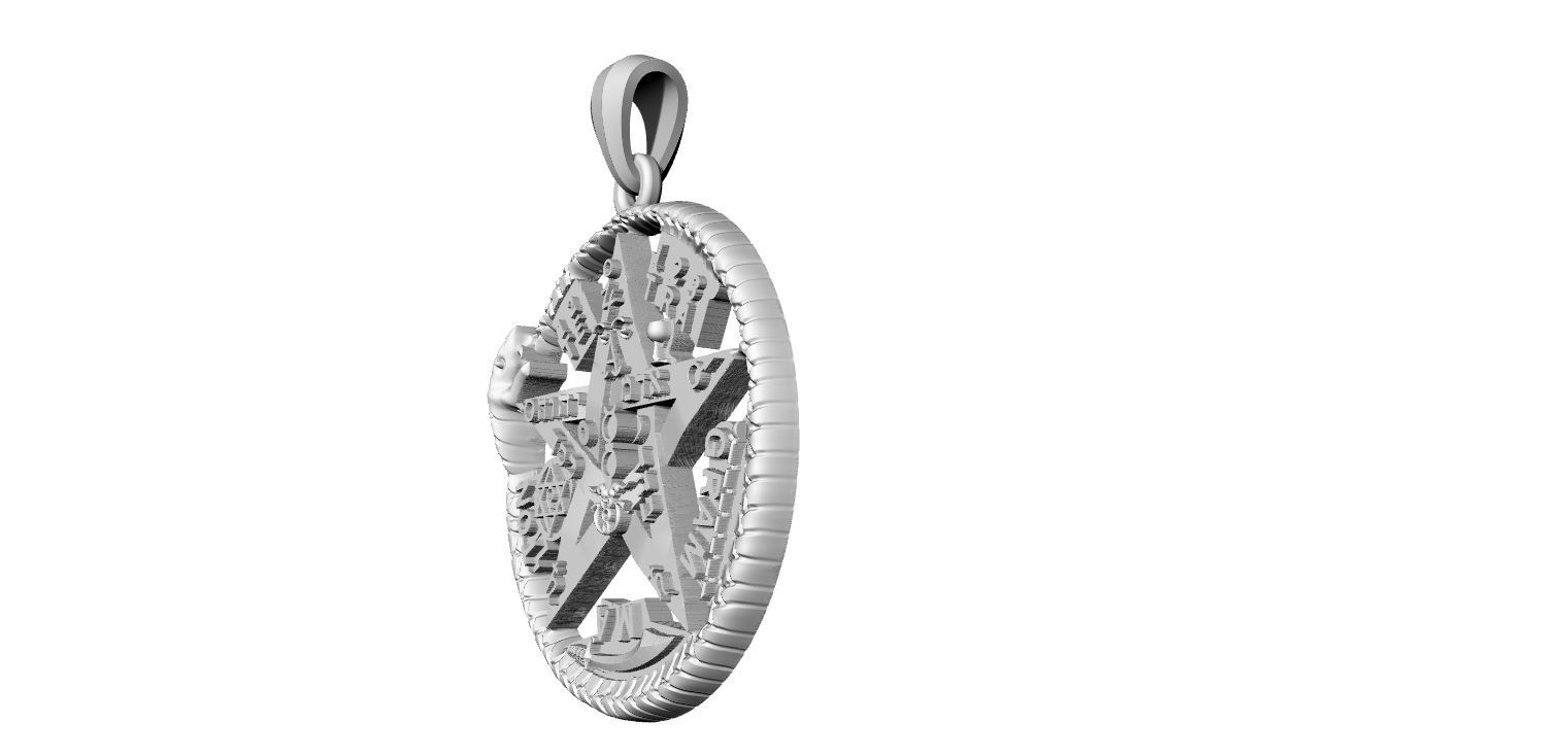 Tetragrammatom Ouroborus - Pendant 3D print model_15