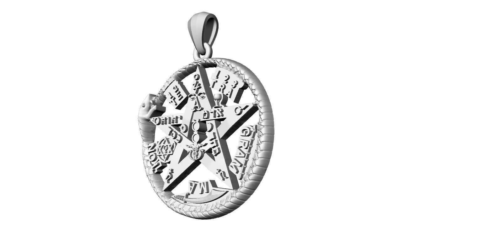 Tetragrammatom Ouroborus - Pendant 3D print model_16