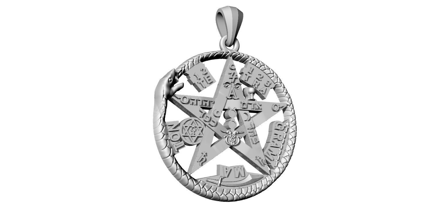 Tetragrammatom Ouroborus - Pendant 3D print model_2