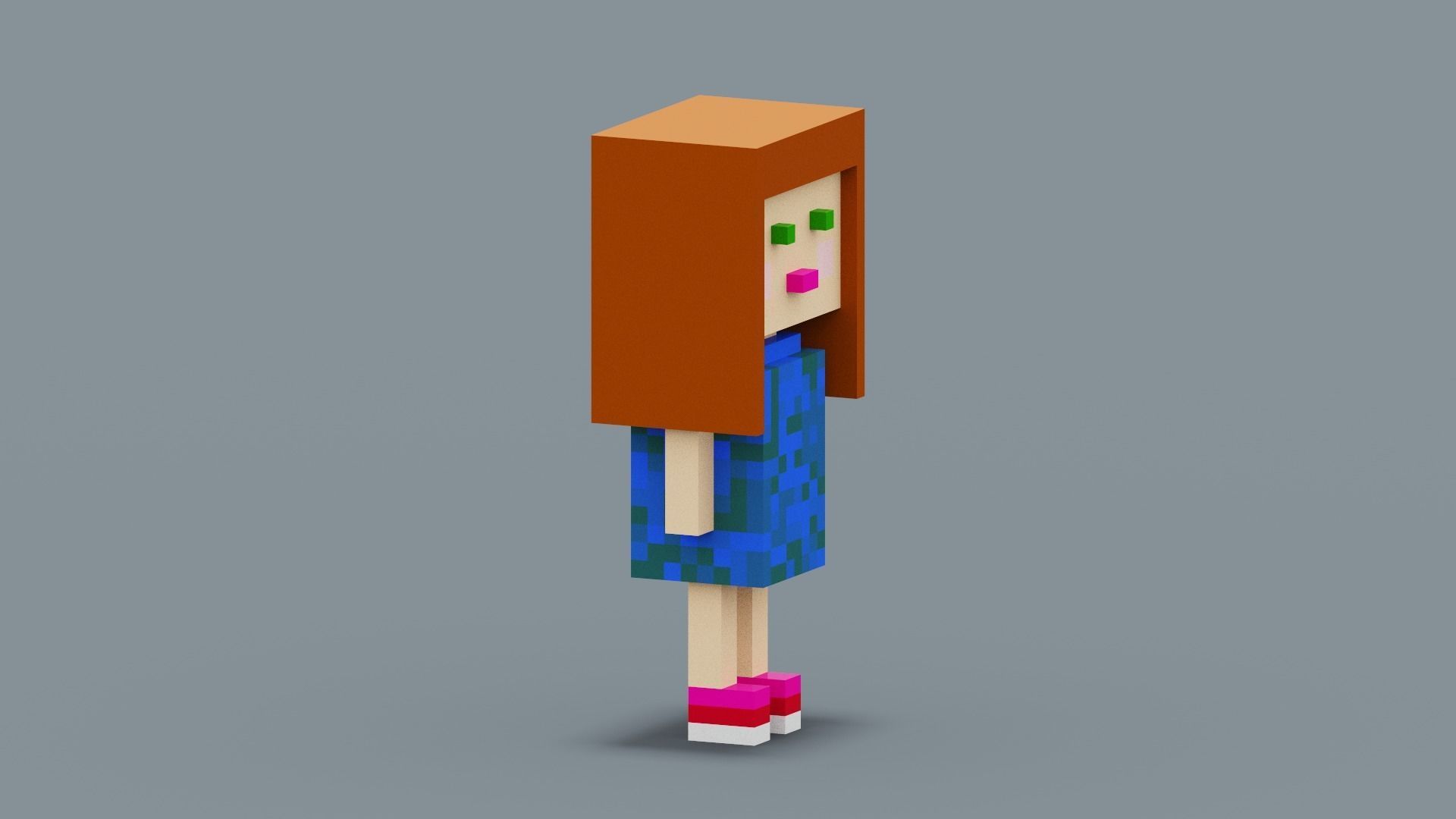Cute Girl Character Low-poly 3D model_10
