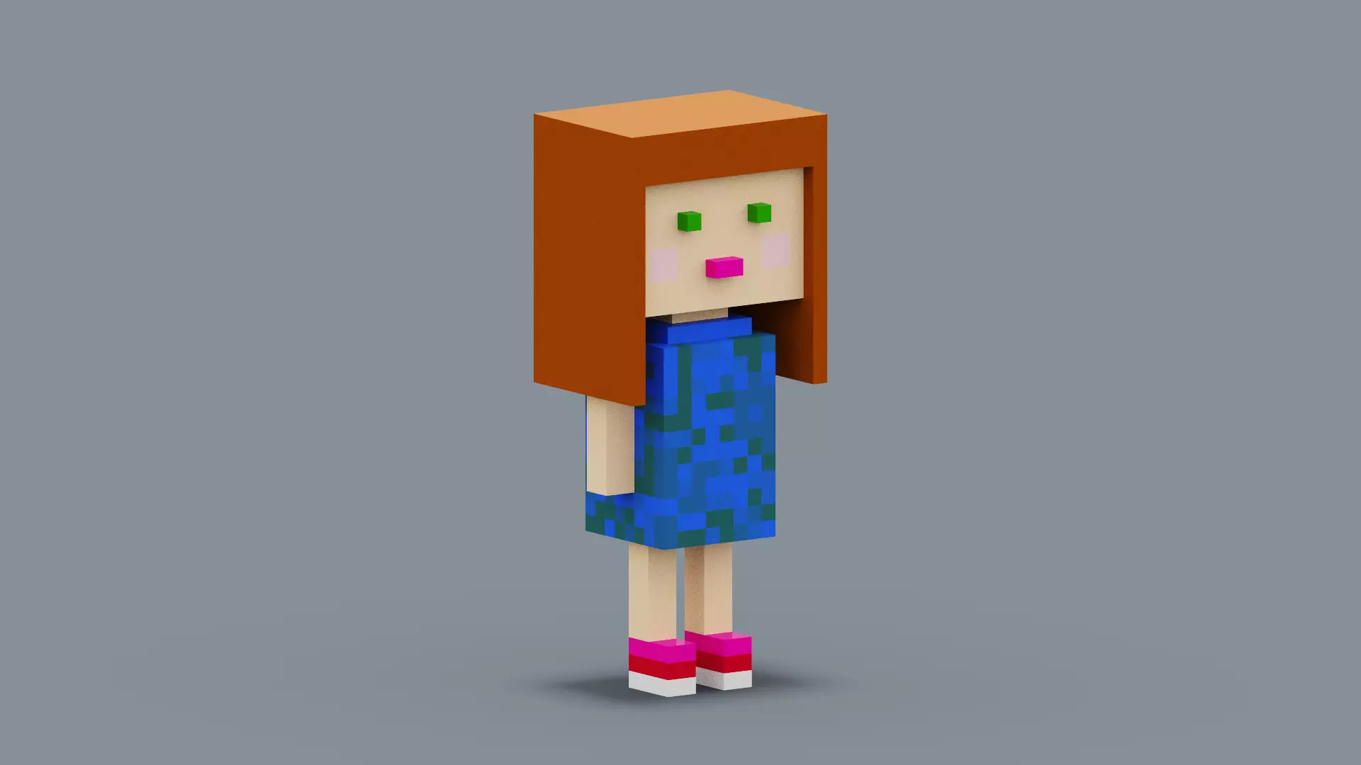 Cute Girl Character Low-poly 3D model_0