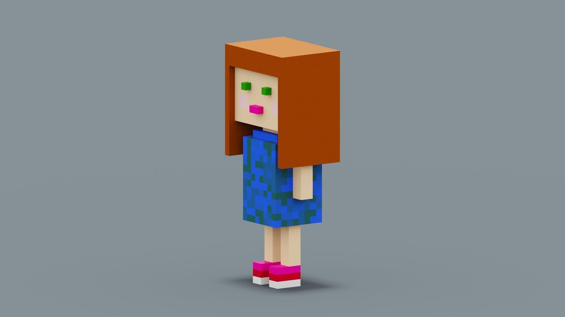 Cute Girl Character Low-poly 3D model_3