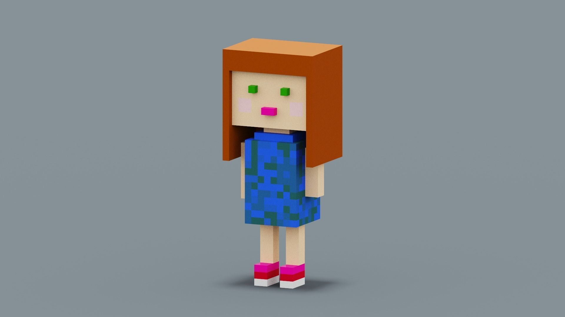 Cute Girl Character Low-poly 3D model_2