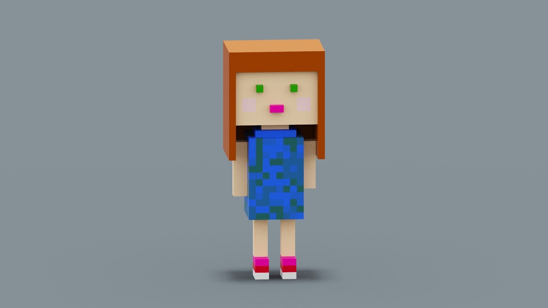 Cute Girl Character Low-poly 3D model_1