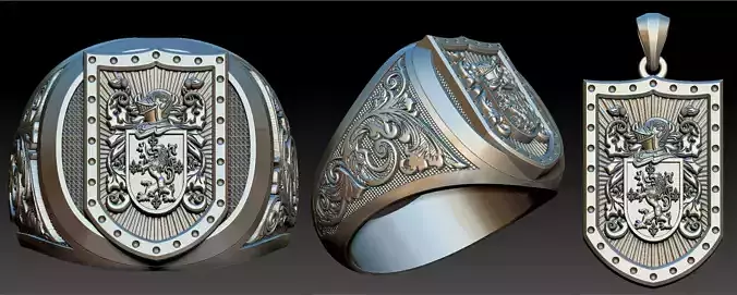 Coat of Arms Family - Ring and Pendant 3D print model