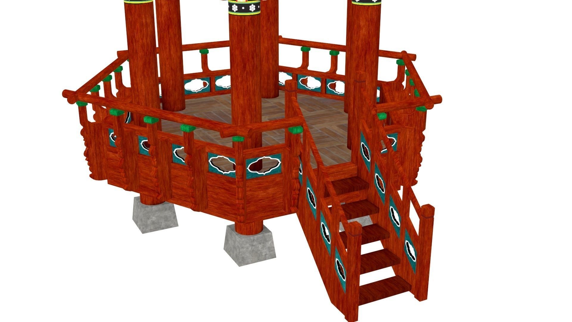 Pavilion Hexagon Low-poly 3D model_15