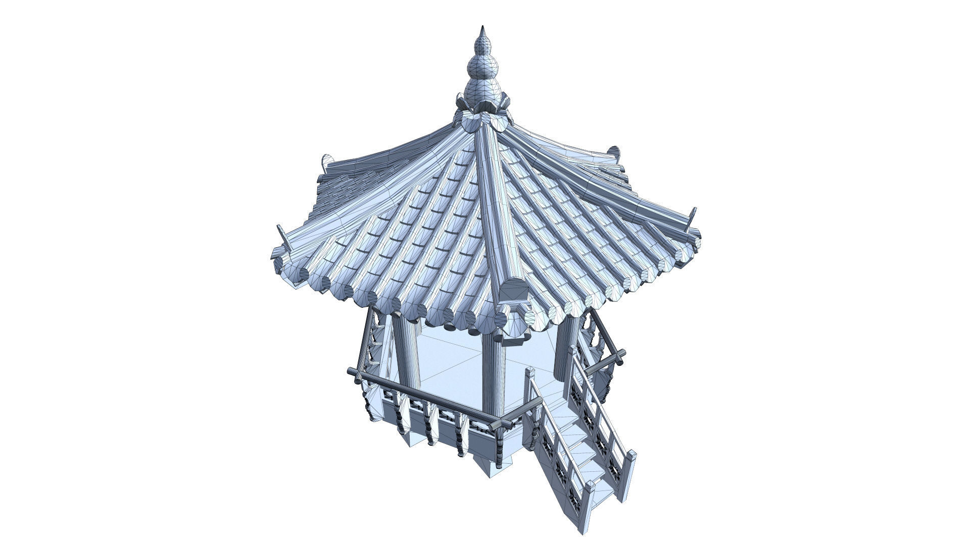 Pavilion Hexagon Low-poly 3D model_10