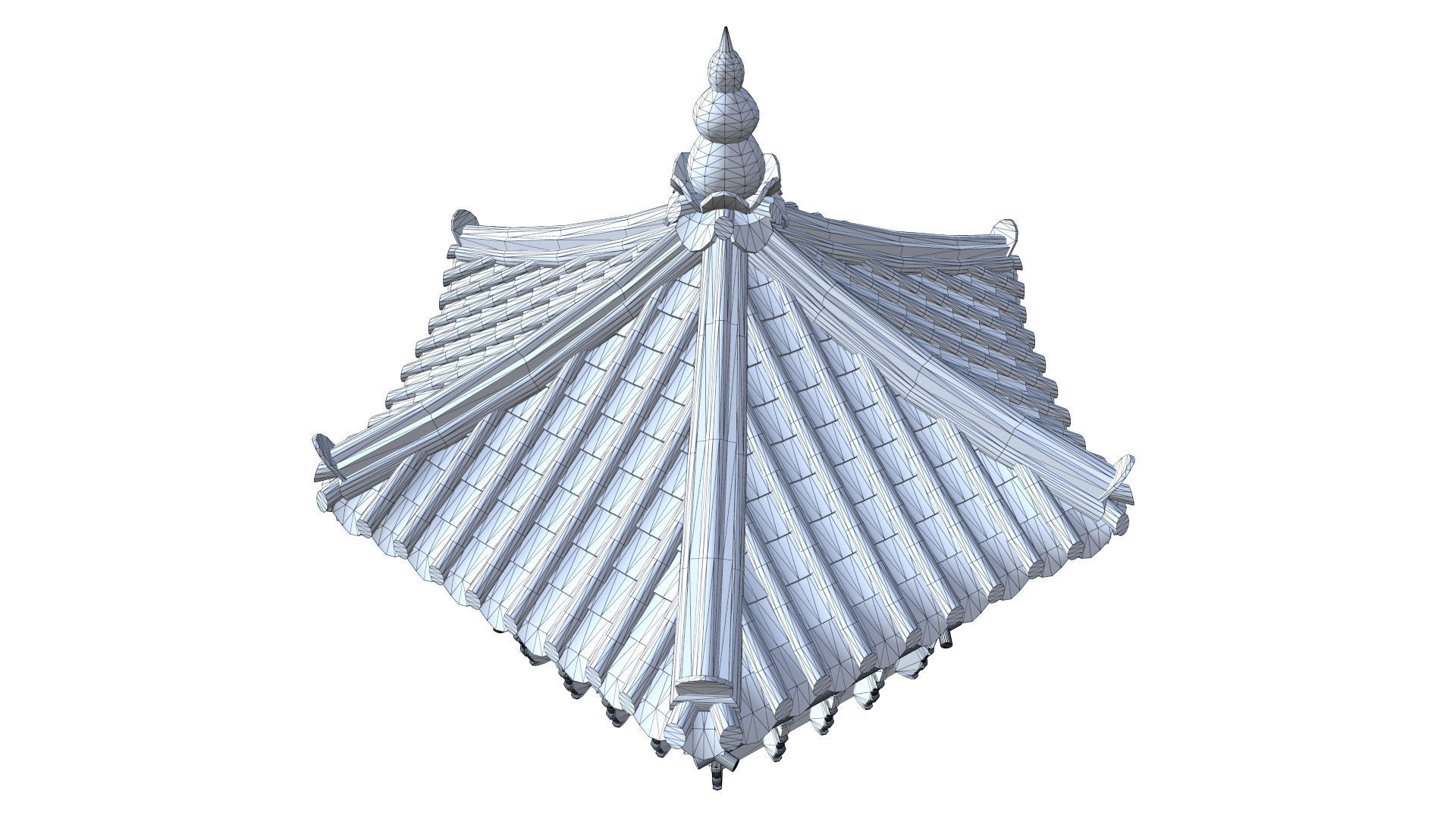 Pavilion Hexagon Low-poly 3D model_12