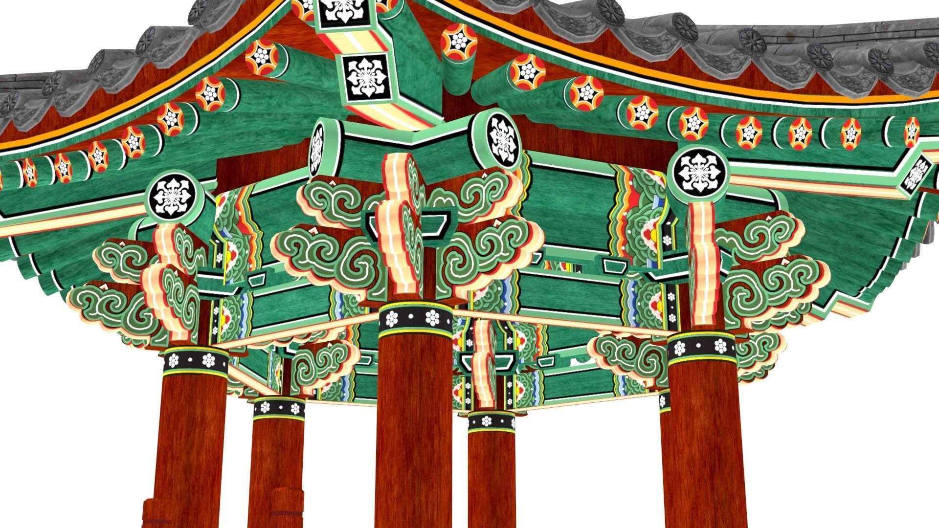 Pavilion Hexagon Low-poly 3D model_14