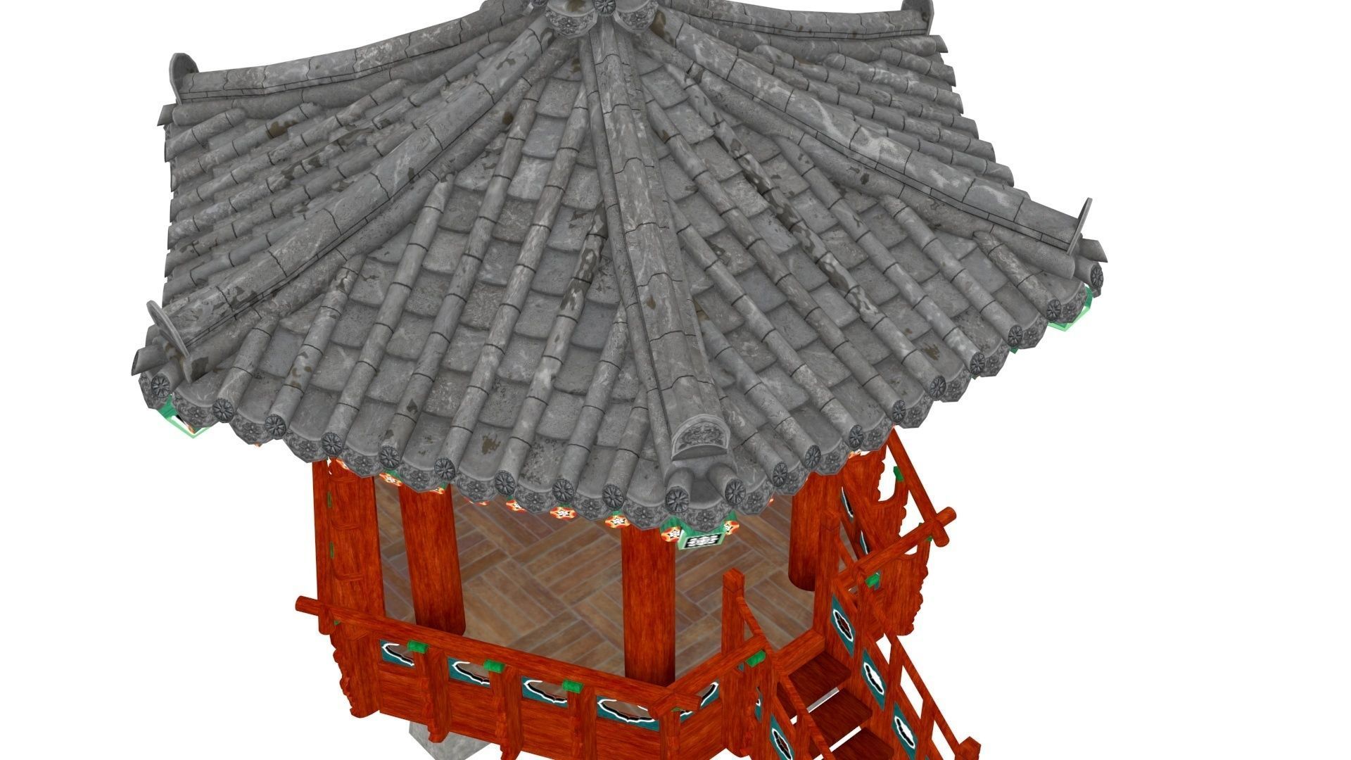 Pavilion Hexagon Low-poly 3D model_16