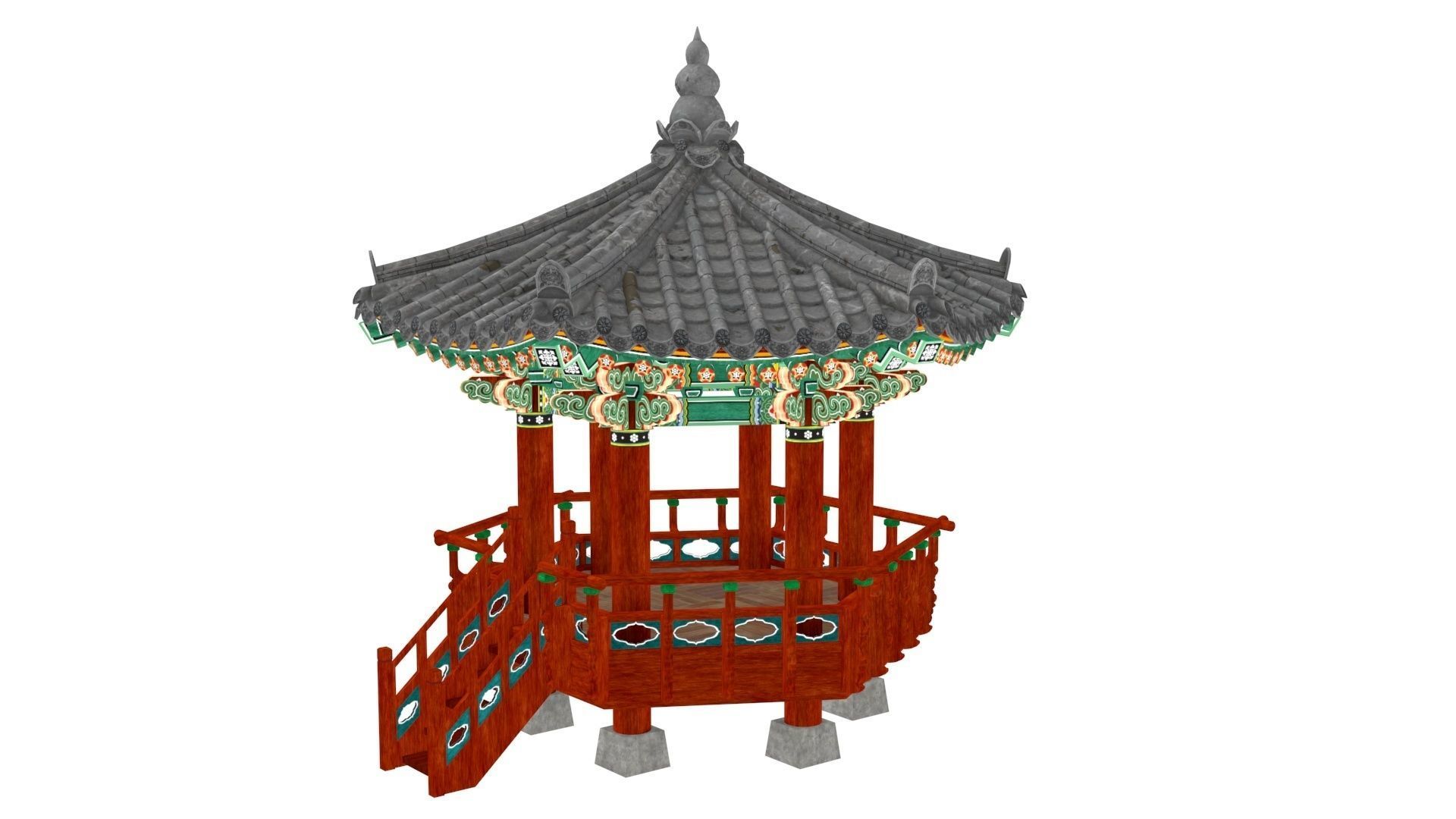 Pavilion Hexagon Low-poly 3D model_13