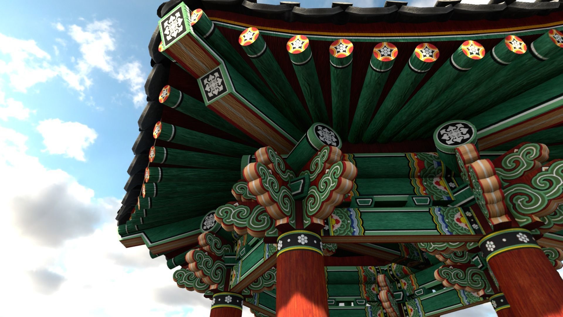 Pavilion Hexagon Low-poly 3D model_4